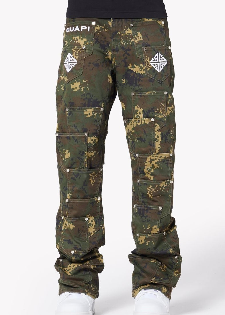 Guapi Camo Pockets Flared Jeans