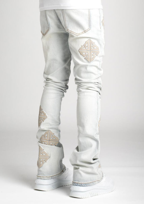 Guapi Powder Blue Icon Stacked Jeans