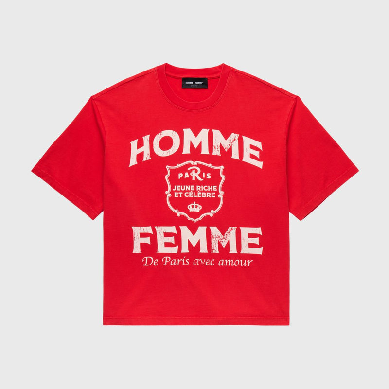 Homme Femme “Amour” Cropped Red Tee