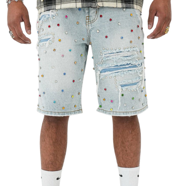Preme “Colored Gems” Rip & Repair Shorts