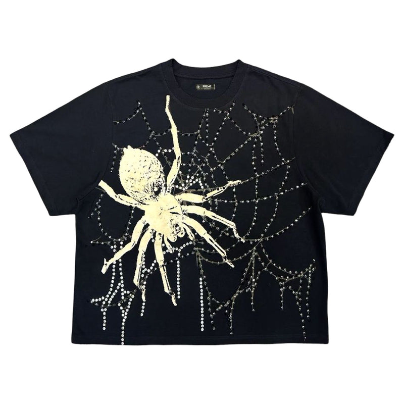 Preme “Web” Cropped Stones Black Tee