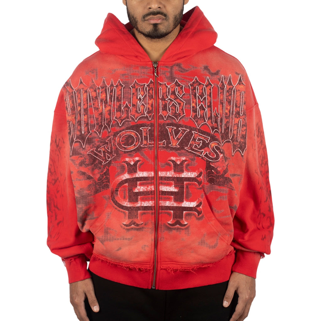 Howlers Club Wolves Club Red Fade Zip Hoodie – Era Clothing Store