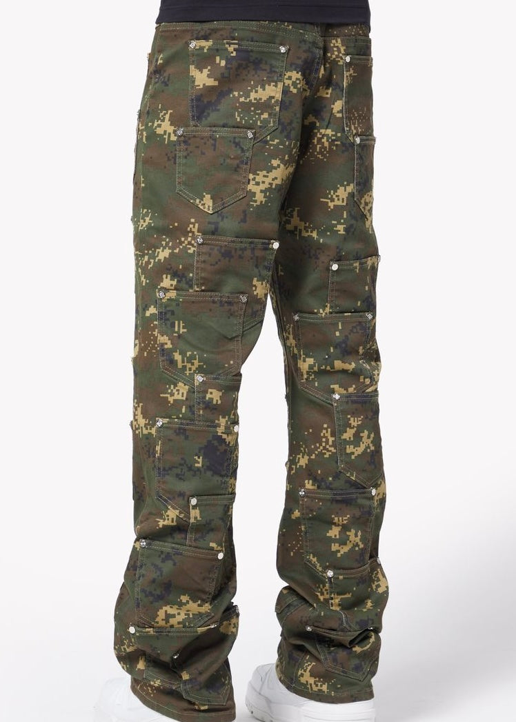 Guapi Camo Pockets Flared Jeans