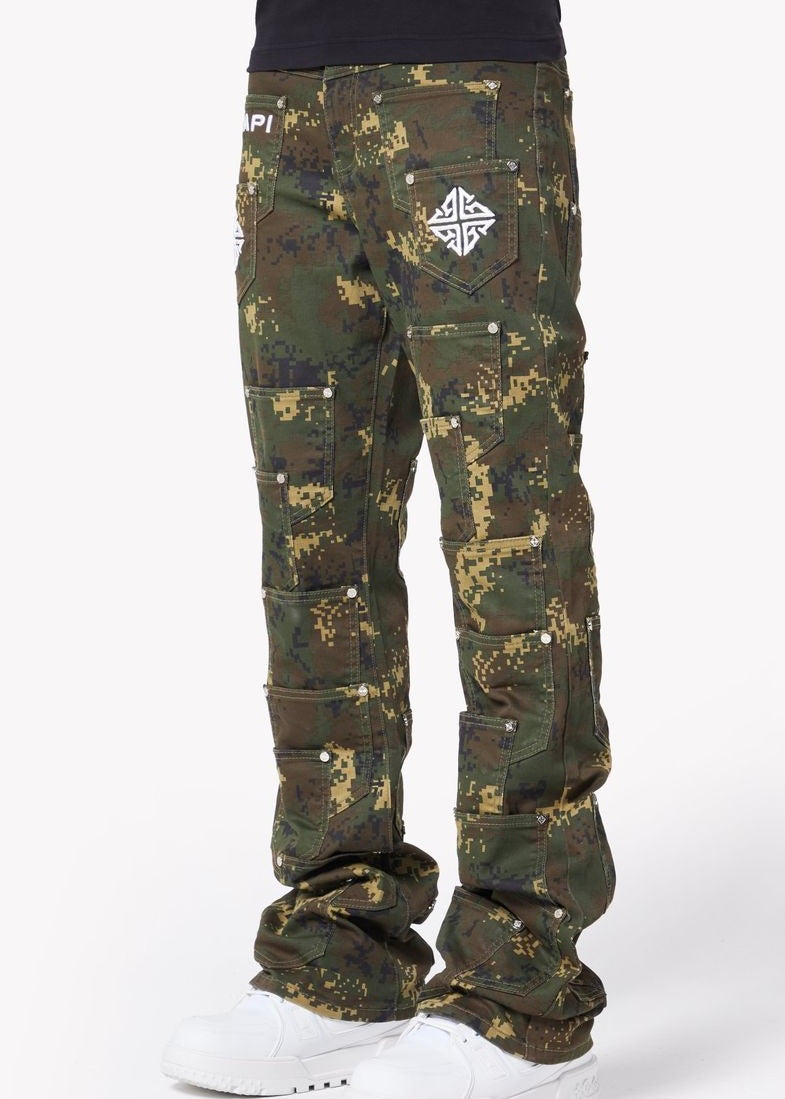 Guapi Camo Pockets Flared Jeans