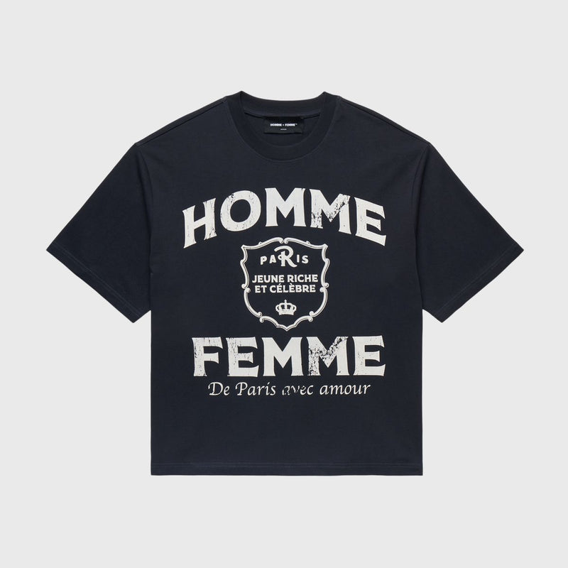 Homme Femme “Amour” Cropped Black Tee