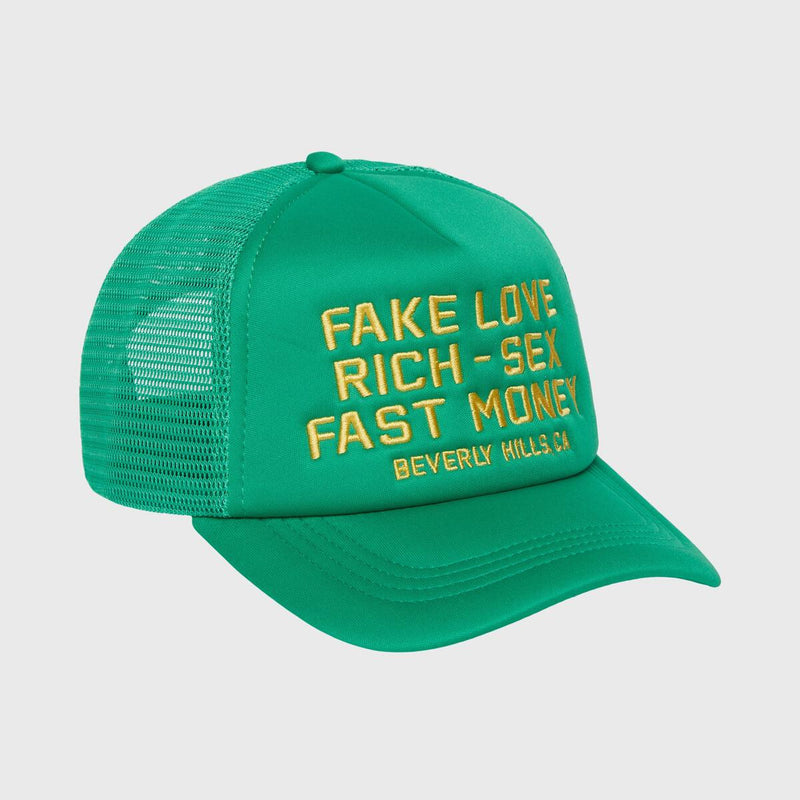 Homme Femme “Fake Love” Trucker Hat In Green
