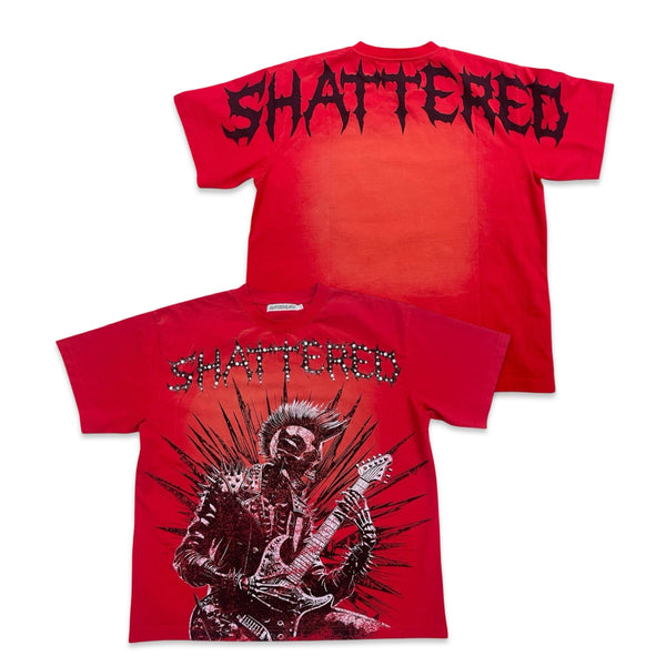 Shattered Hearts “Studded Rockstar” Red Tee
