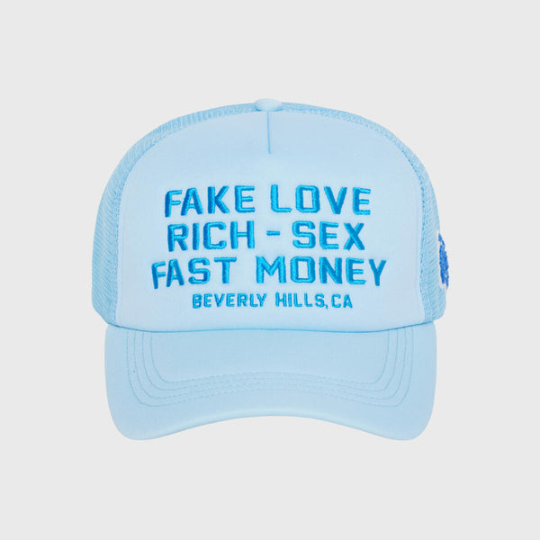 Homme Femme “Fake Love” Trucker Hat In Baby Blue