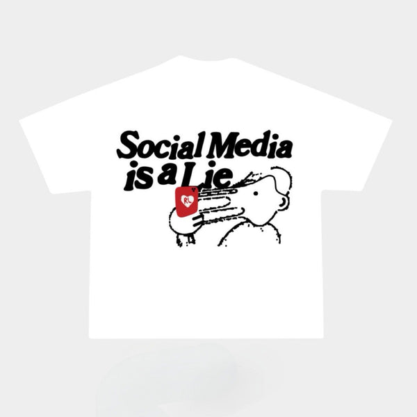 Red Letters Social Media Lied Tee