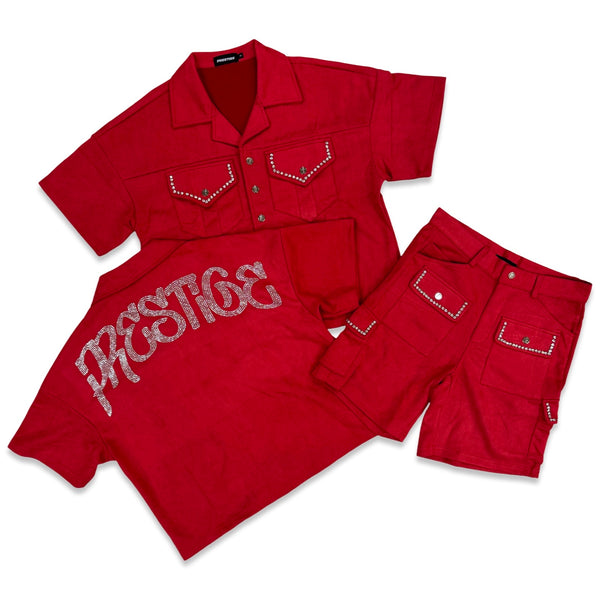 Prestige Red Rhinestone Short Set