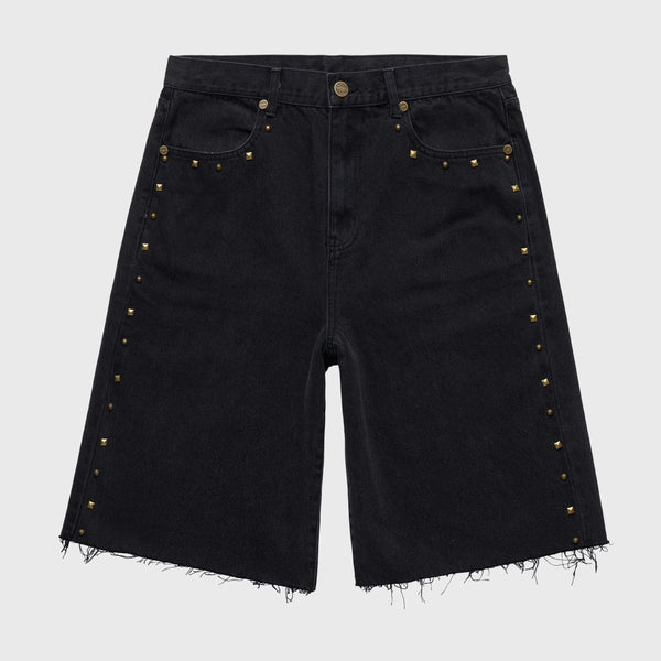 Homme Femme Studded Denim Black Shorts