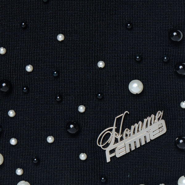 Homme Femme Pearl Beanie In Black