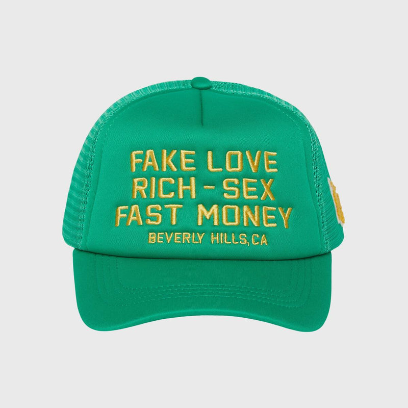 Homme Femme “Fake Love” Trucker Hat In Green