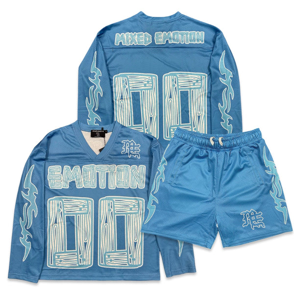 Mixed Emotion “Lightning” Oversized Blue Short Set