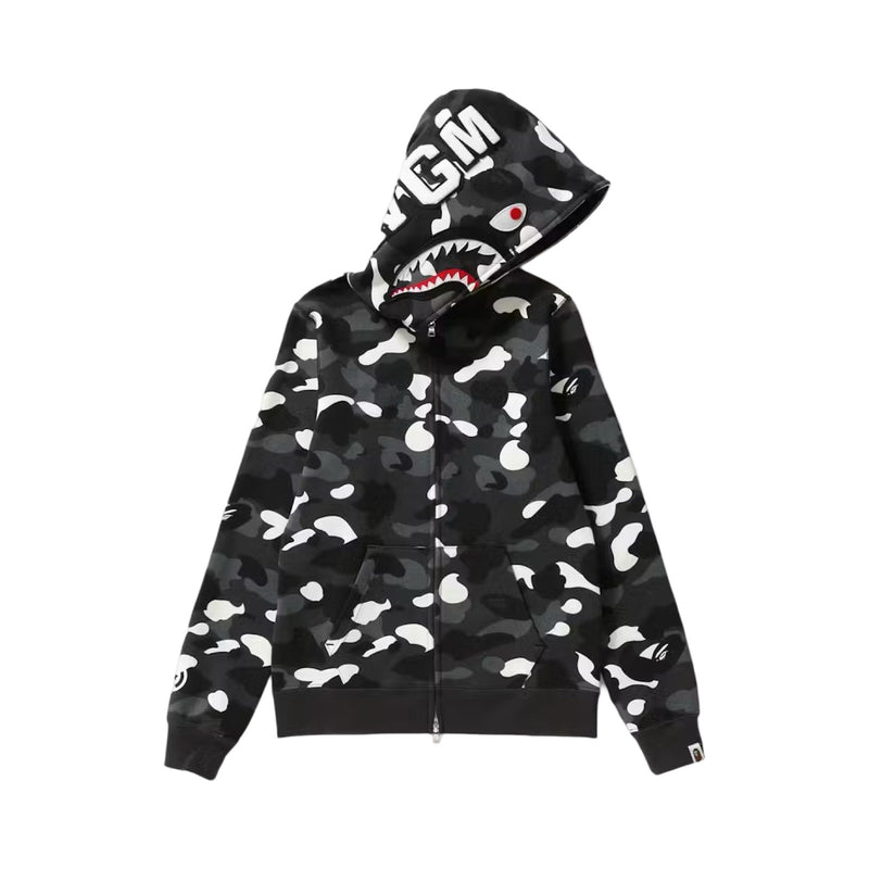 BAPE Black City Camo Shark Full Zip Up Hoodie