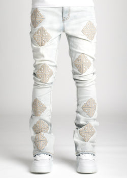 Guapi Powder Blue Icon Stacked Jeans