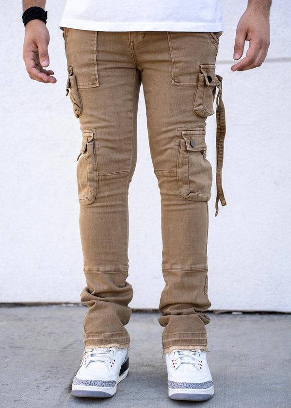 Reelistik Luke Brown Cargo Stacked Jeans (RST9001-2)