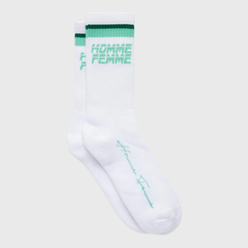Homme Femme Double Stripe Socks In White