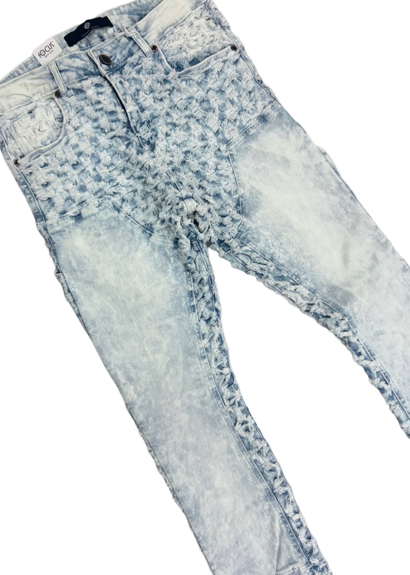 Focus Ice Blue Ripple Stacked Jeans (3603)