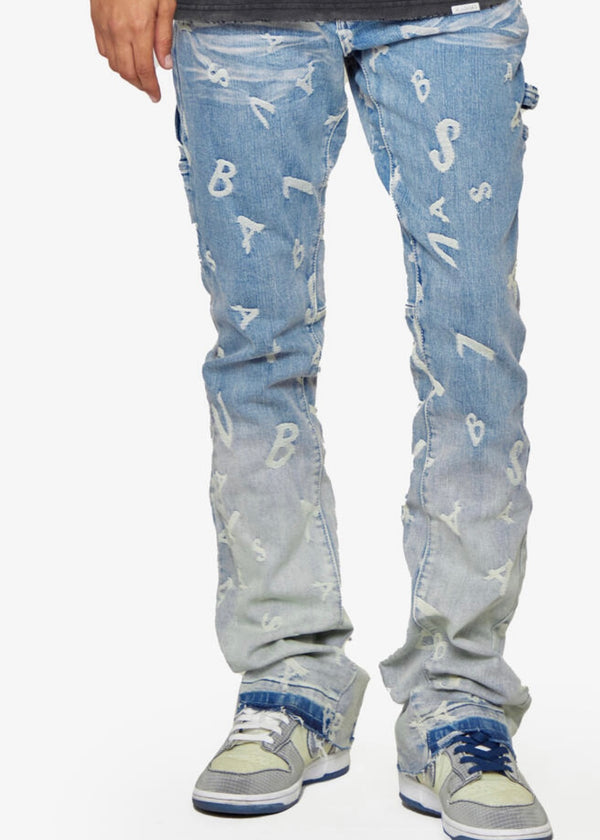 Valabasas “Gridlock” Blue Wash Stacked Jeans