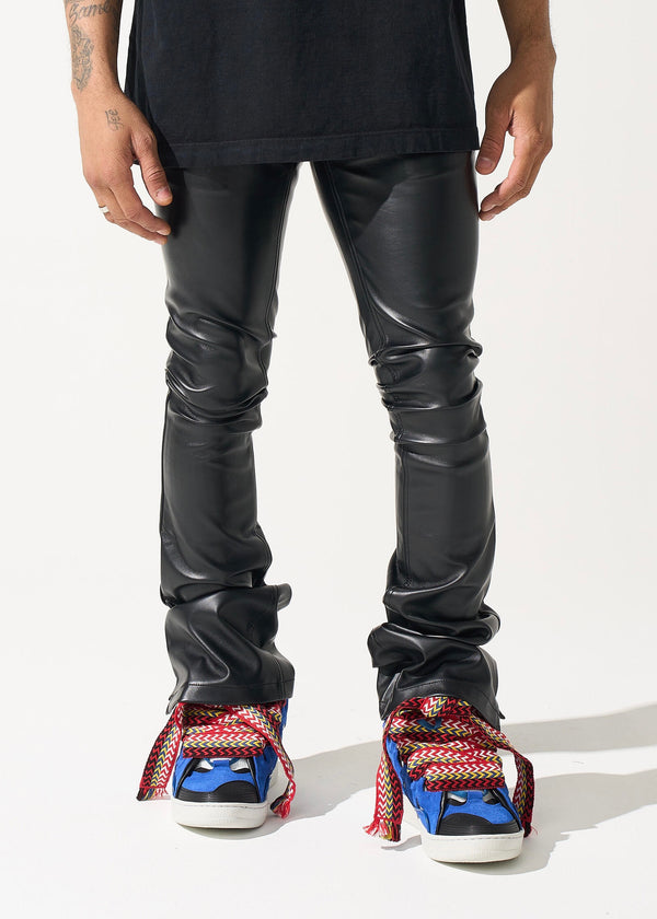 Serenede “Stone” Stacked Leather Jeans