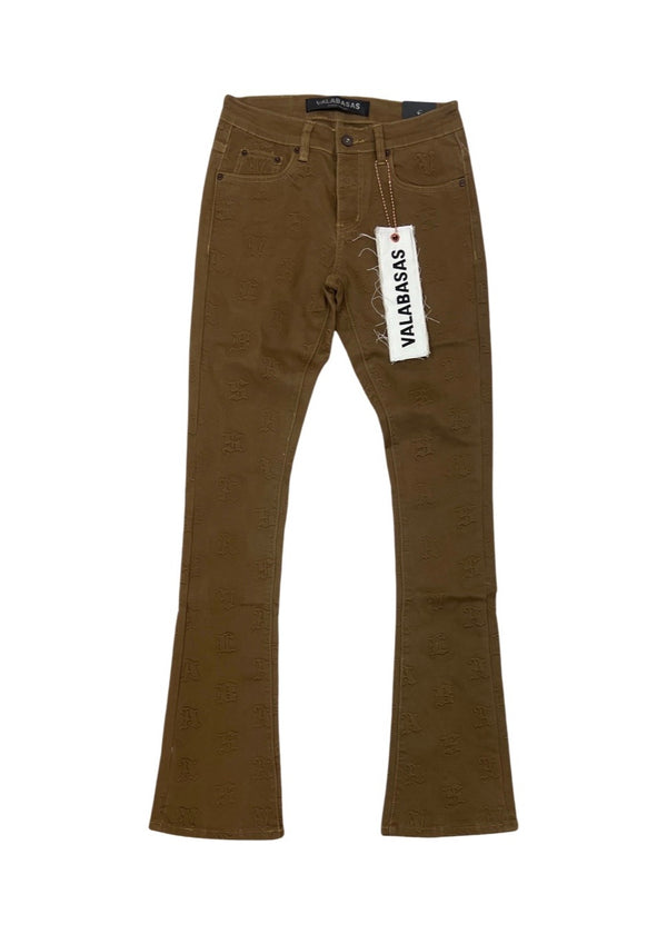 Valabasas “Frith” Brown Stacked Flare Jeans