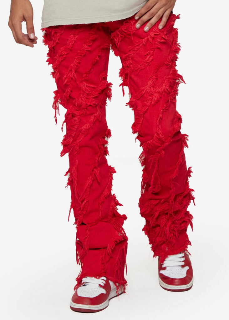 VALABASAS LOOMIS STACKED FLARED JEAN RED