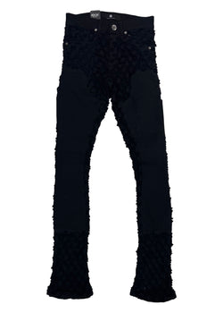 Focus Black Ripple Stacked Jeans (3603)