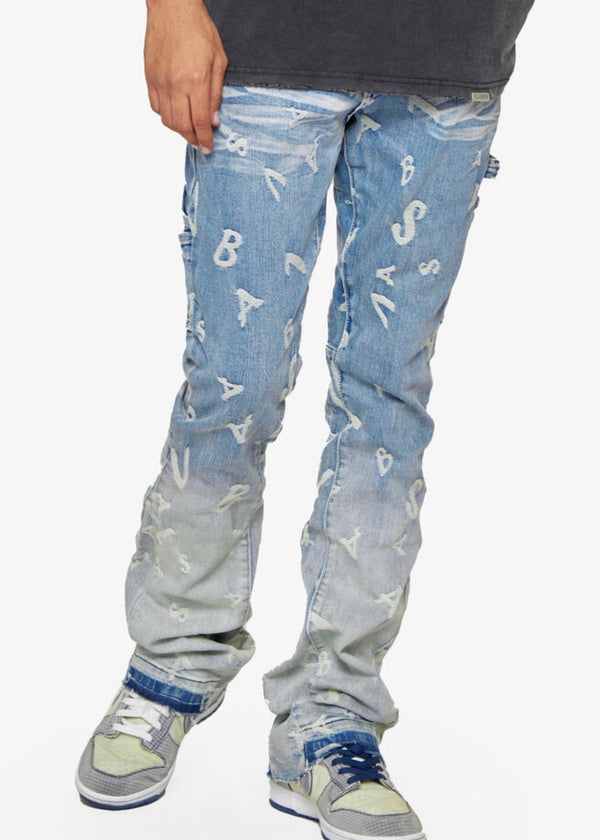 Valabasas “Gridlock” Blue Wash Stacked Jeans