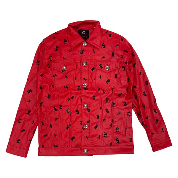 Focus Red Leather Print Jacket