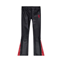 Valabasas “Cerniera” Black Leather Stacked Flare Jeans