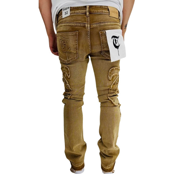 TRNCHS Mustard Canvas Stacked Jeans