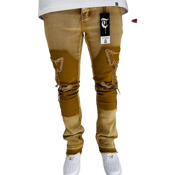 TRNCHS Mustard Canvas Stacked Jeans