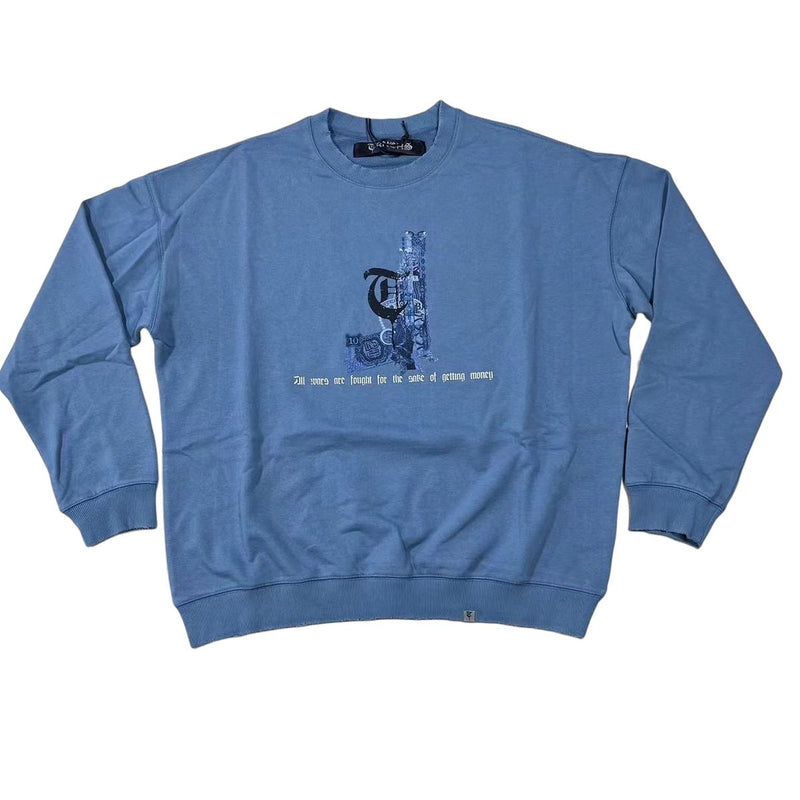 TRNCHS “Money” Vintage Blue Sweater