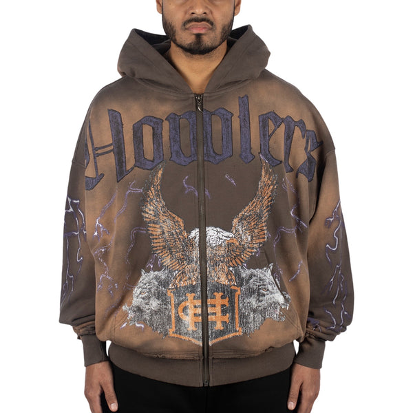 Howlers Club Eagle Club Brown Fade Zip Hoodie