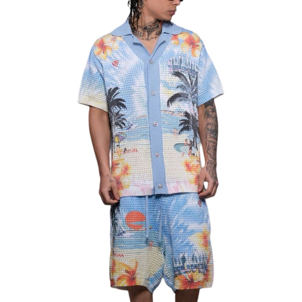 Vicious Knitted Crochette Pastel Blue Short Set – Era Clothing Store