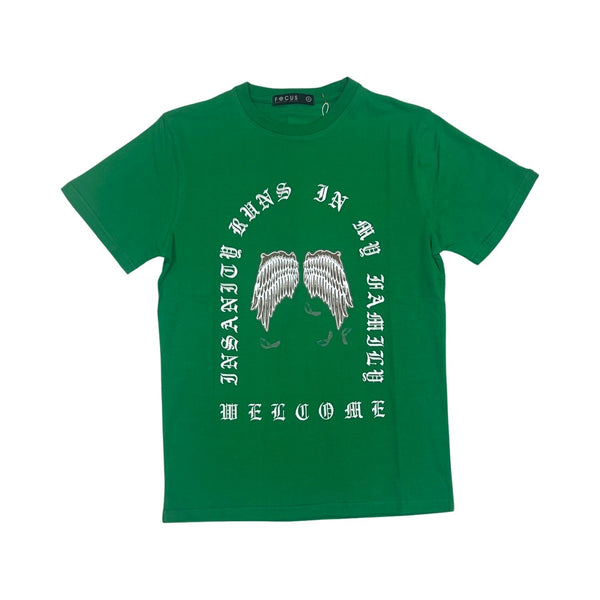 Focus Wing Lettering Green Tee