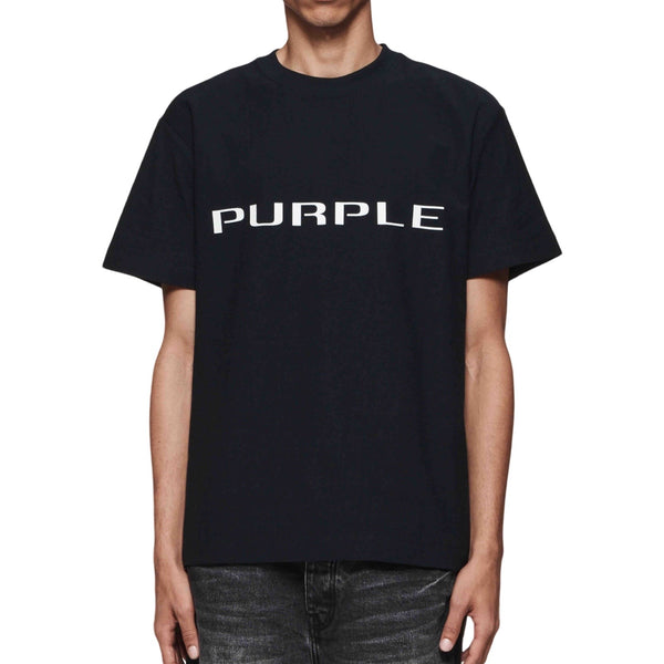Purple Brand Textured Print Black S/S Tee