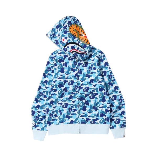 BAPE ABC Blue Camo Shark Full Zip Up Hoodie