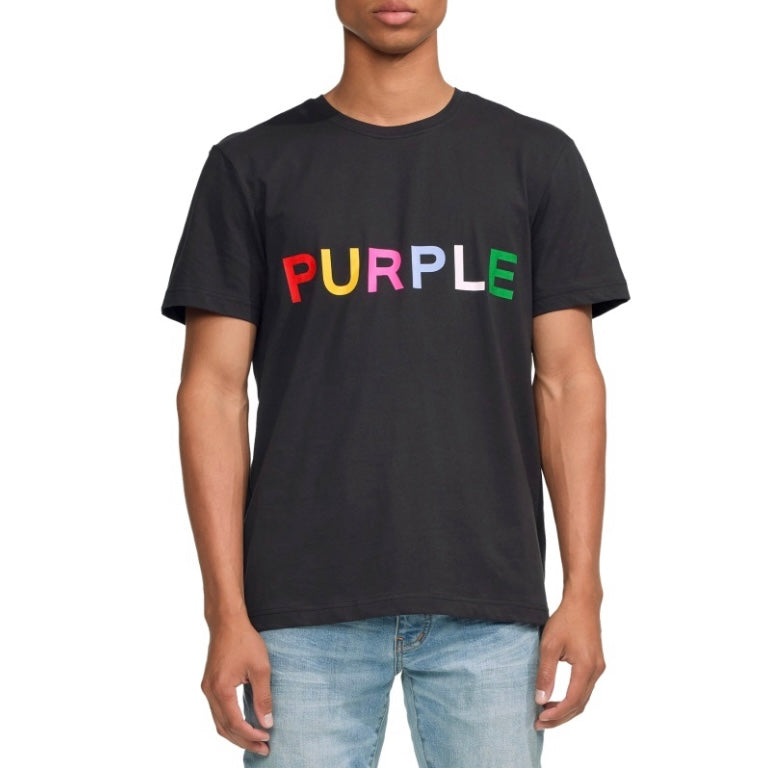 Purple Brand Textured Multi Color Black S/S Tee