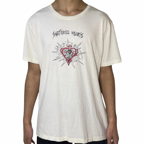 Shattered Hearts Ace Off White Tee