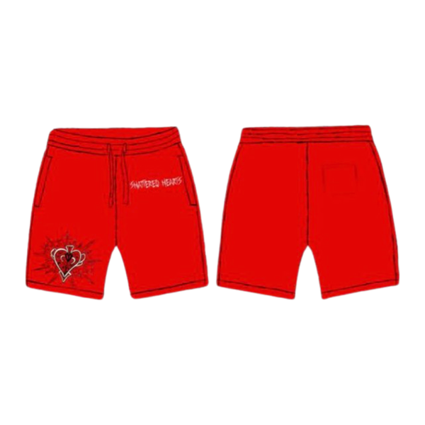 Shattered Hearts Ace Red Shorts
