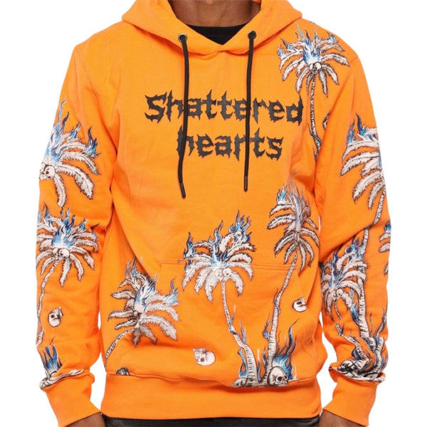 Shattered Hearts Flame Orange Hoodie