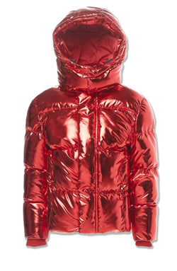 Jordan Craig Puffer Hooded Metallic Red Kids Jacket