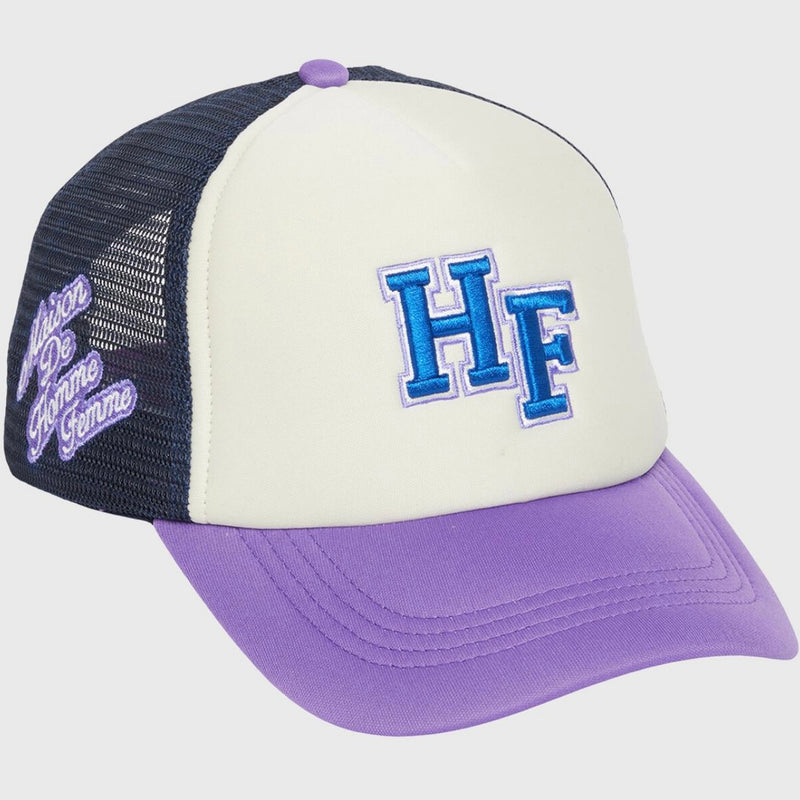 Homme Femme Varsity Font Trucker Hat In Purple