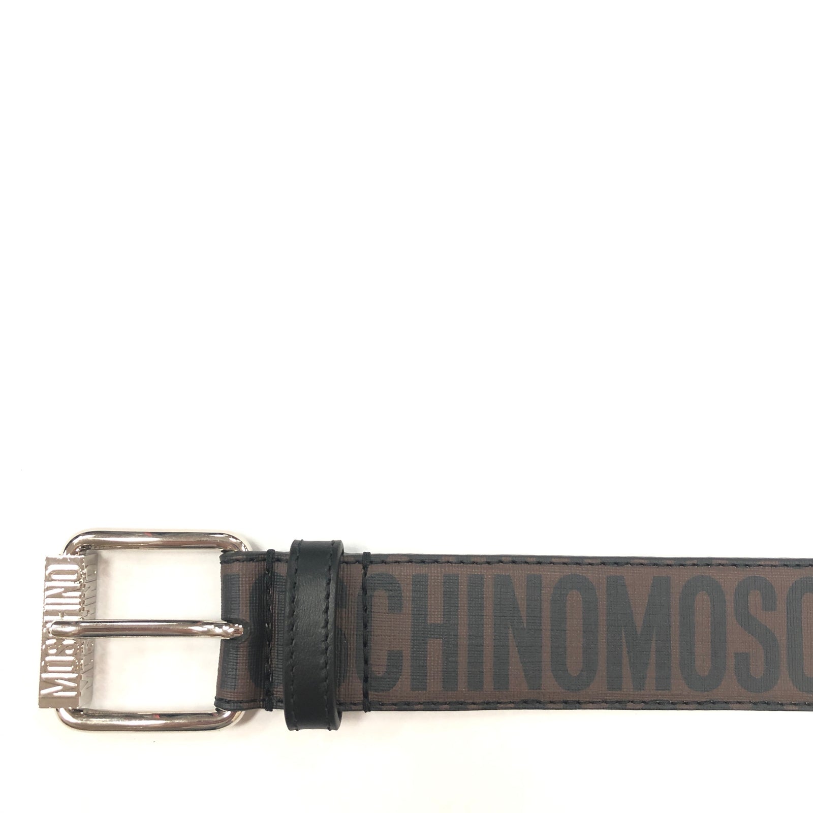 Moschino logo belt Moschino (White/Gold Leather Logo Belt) – VIP Clothing Stores main image 2