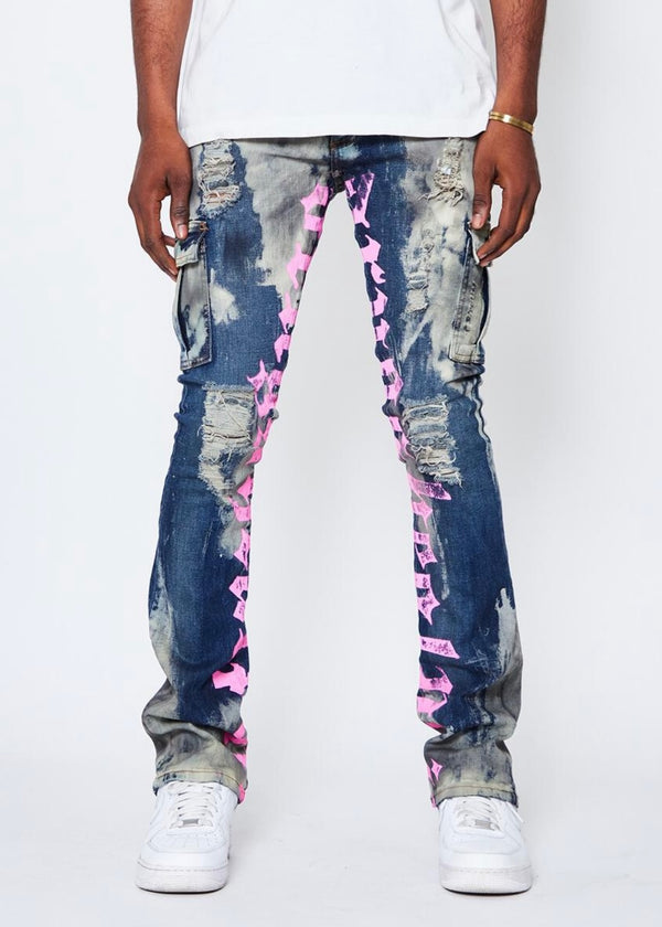 Golden The Extendo Cobain Cargo Jeans (Pink Letters)