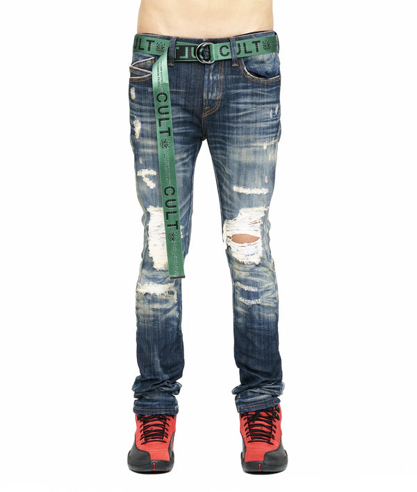 Cult Of Individuality Forest Belted Skinny Jeans