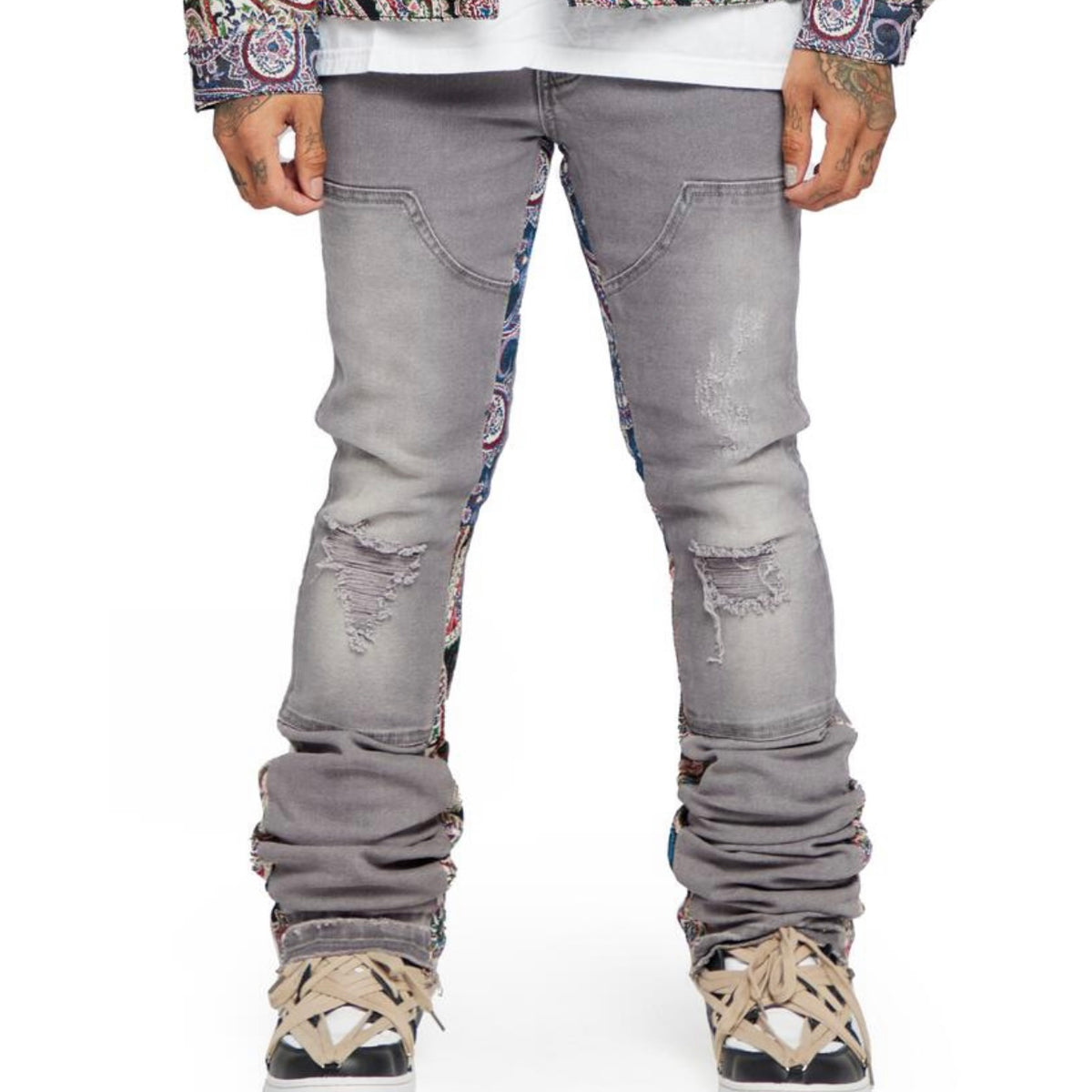Valabasas “Alpha Picasso” Grey Jacquard Jeans – Era Clothing Store