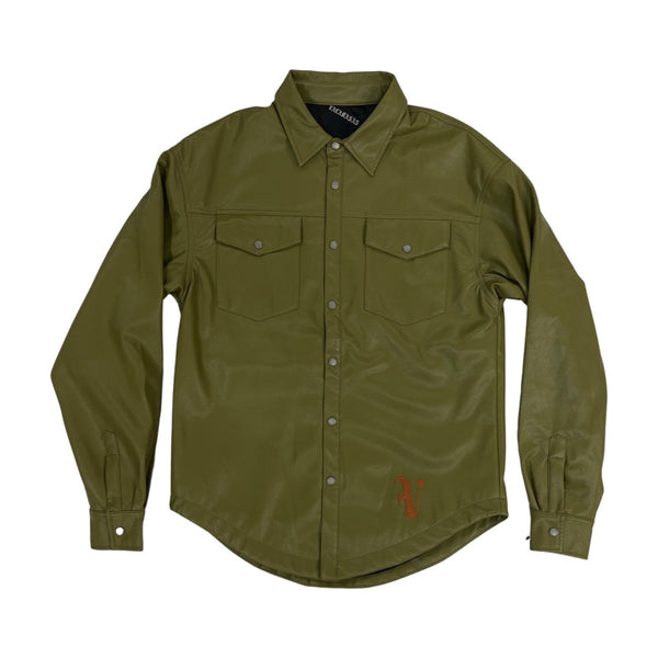 Valabasas “Solace” Olive Leather Shirt